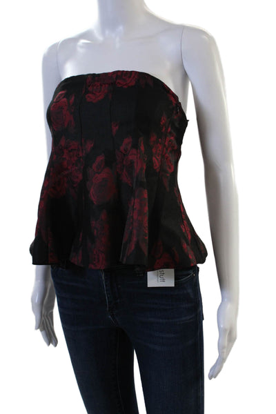 Misa Womens Sleeveless Rose Floral Blouse Black Polyester Rayon Size XS