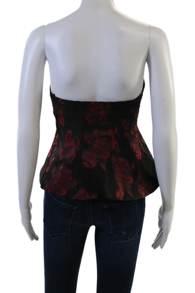 Misa Womens Sleeveless Rose Floral Blouse Black Polyester Rayon Size XS