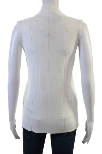 Metric Knits Womens Basic White V Neck Sleeveless Tank Size L