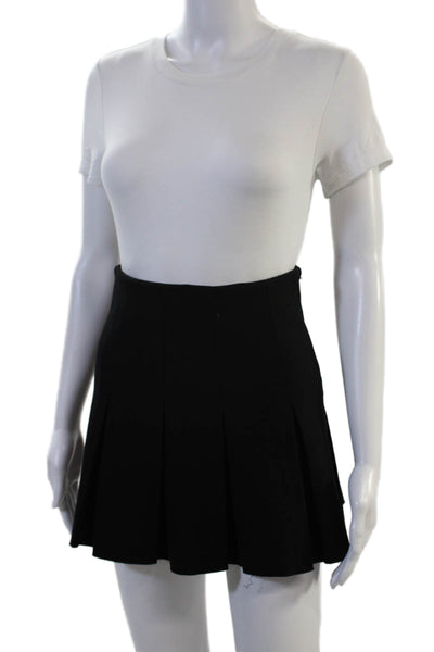 Nicholas Women Mini Pleated Skater Skirt Black 100% Cotton Short Size 0