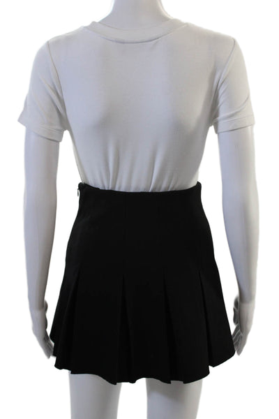 Nicholas Women Mini Pleated Skater Skirt Black 100% Cotton Short Size 0