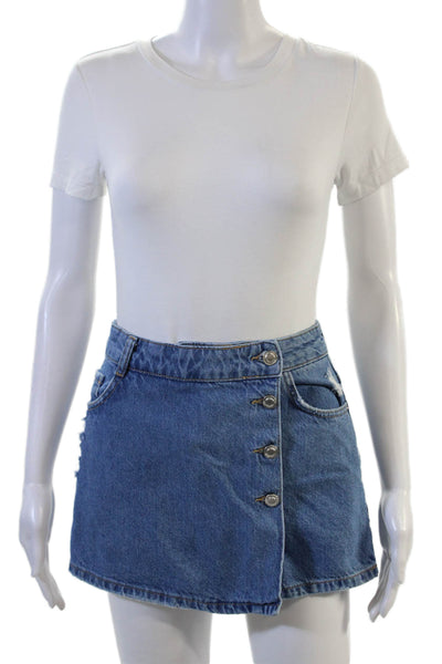 Zara Women Mini Skort Blue Cotton Size XS