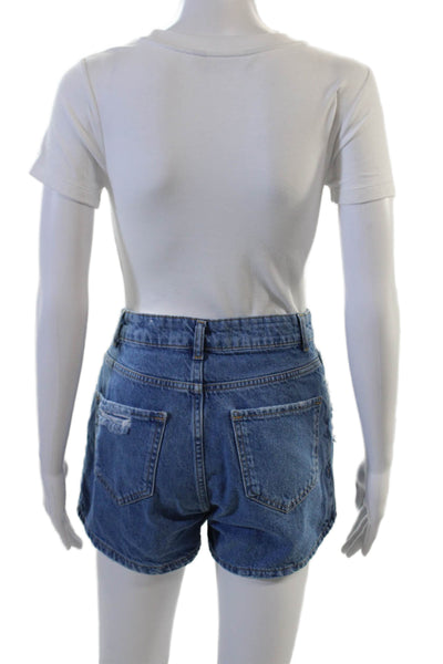 Zara Women Mini Skort Blue Cotton Size XS