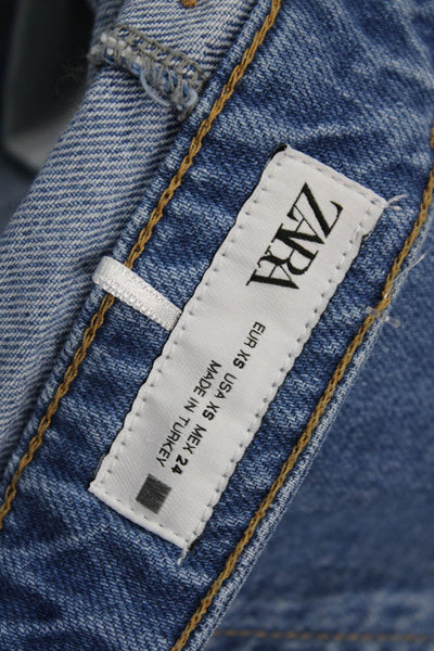 Zara Women Mini Skort Blue Cotton Size XS
