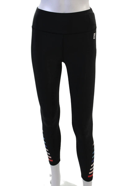 PE Nation Women Ankle Leggings Black Striped Size S