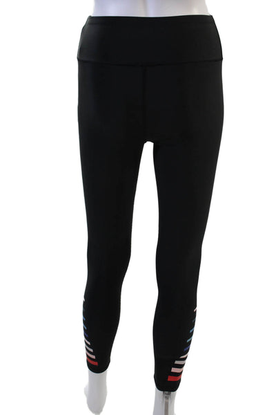 PE Nation Women Ankle Leggings Black Striped Size S