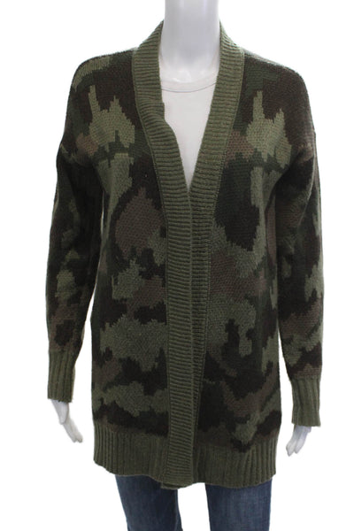 Aqua Unisex Cardigan Green Camouflage Acrylic Long Sleeve Army Size XS