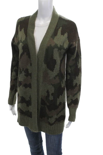 Aqua Unisex Cardigan Green Camouflage Acrylic Long Sleeve Army Size XS