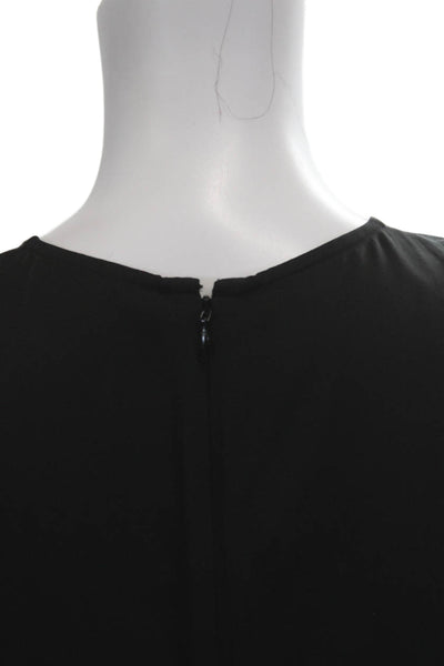 Theory Women Black Silk Sleeveless Basic Tank Zip Round Neck Size 0P