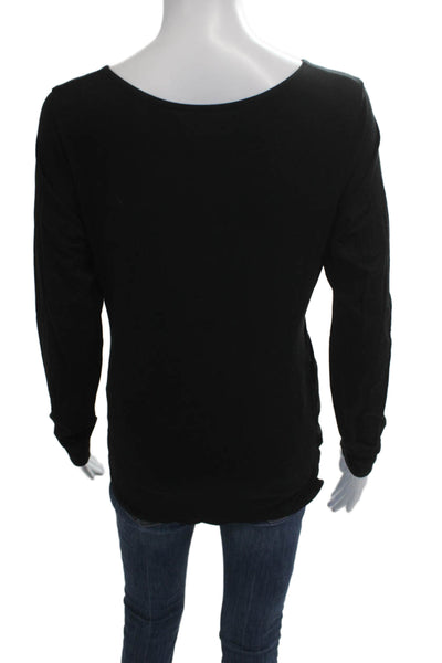 Philanthropy Women Basic Black V-Neck Long Sleeve Rayon Spandex Top Size L