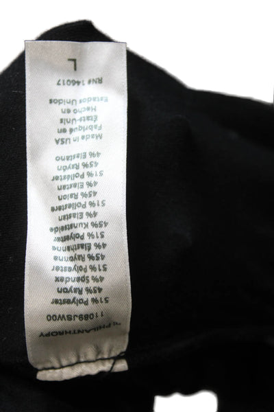 Philanthropy Women Basic Black V-Neck Long Sleeve Rayon Spandex Top Size L