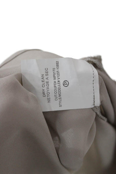 Vince Women Basic Sleeveless Silk High Neck Blouse Beige Button Size M