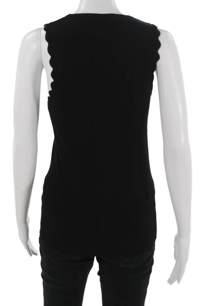 Minnie Rose Women Black Basic Sleeveless Tank Top Round Neck Size XL