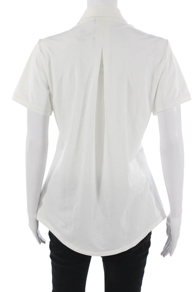 Adidas Womens Basic Polo Short Sleeve Collared Rayon White Size M