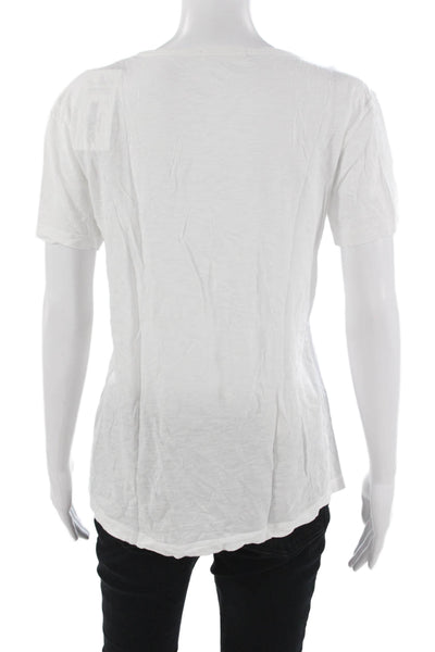 Marine Layer Women Basic White Supima Cotton Modal T-Shirt Round Neck Size L