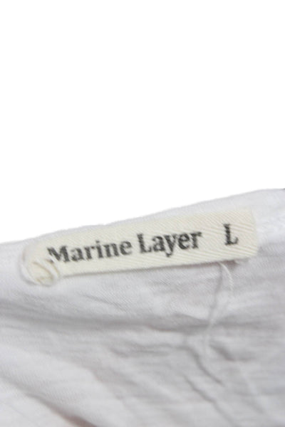 Marine Layer Women Basic White Supima Cotton Modal T-Shirt Round Neck Size L