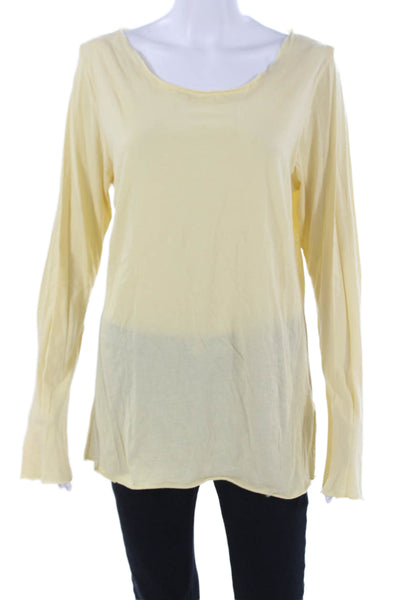 James Perse Womens Basic T-Shirt Yellow Long Sleeve Round Neck Cotton Size 3