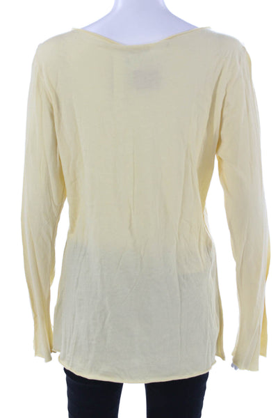 James Perse Womens Basic T-Shirt Yellow Long Sleeve Round Neck Cotton Size 3
