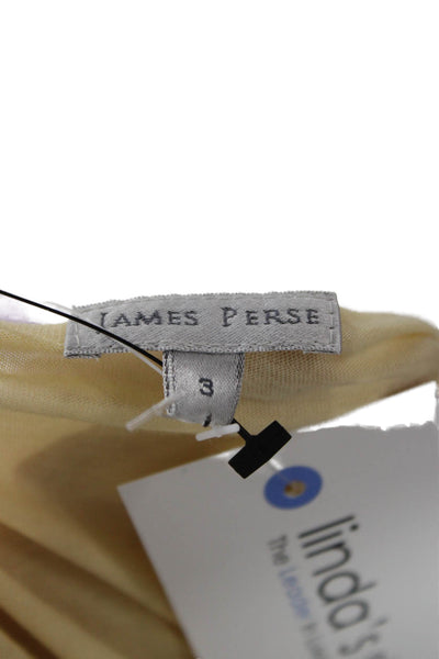 James Perse Womens Basic T-Shirt Yellow Long Sleeve Round Neck Cotton Size 3