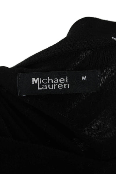 Michael Lauren Women Basic Black Silk Crew Neck Short Sleeve T-Shirt Size M