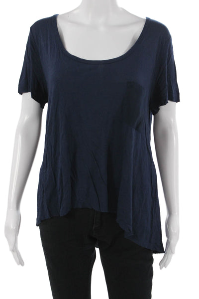 Rag & Bone Women Dark Blue Rayon Basic Short Sleeve Tee Size L
