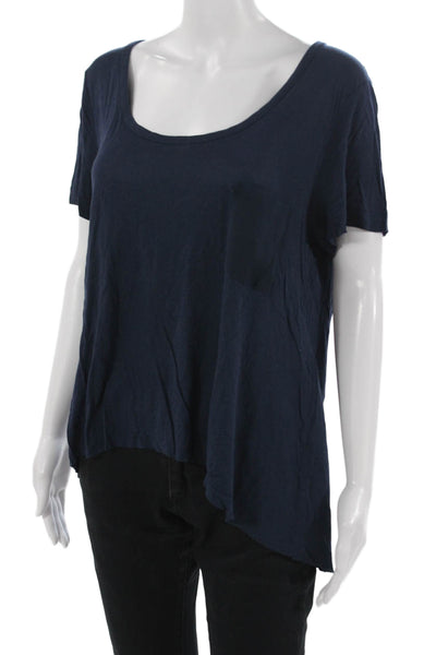 Rag & Bone Women Dark Blue Rayon Basic Short Sleeve Tee Size L