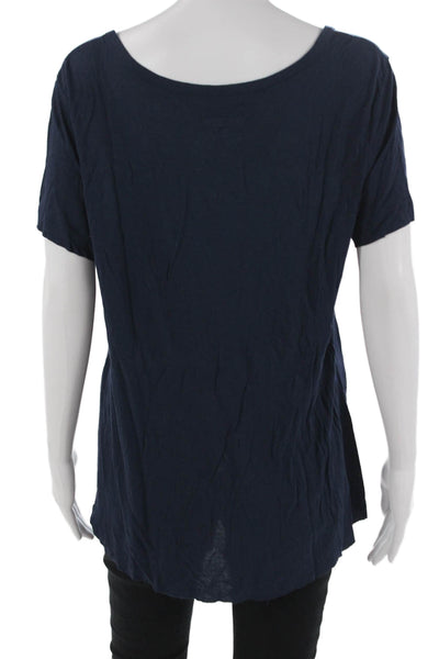 Rag & Bone Women Dark Blue Rayon Basic Short Sleeve Tee Size L