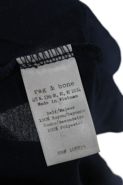 Rag & Bone Women Dark Blue Rayon Basic Short Sleeve Tee Size L