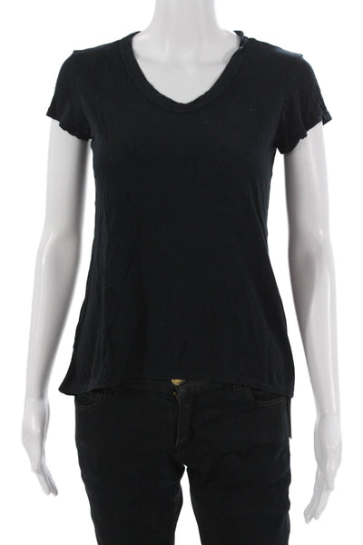 Wilt Womens Basic T-Shirt Black V-Neck Short Sleeve Modal Cotton Gothic Size S