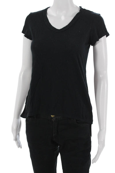 Wilt Womens Basic T-Shirt Black V-Neck Short Sleeve Modal Cotton Gothic Size S