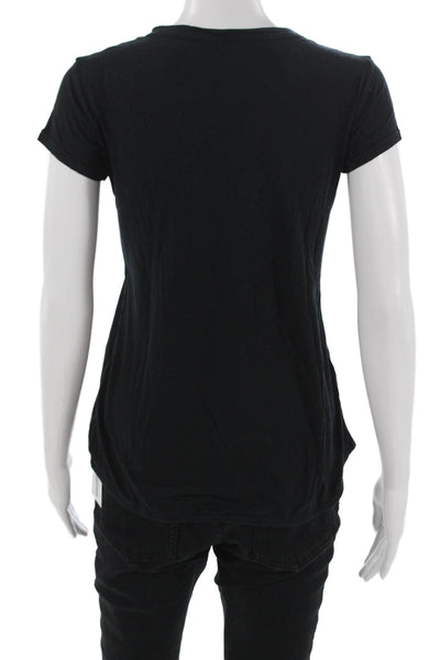 Wilt Womens Basic T-Shirt Black V-Neck Short Sleeve Modal Cotton Gothic Size S