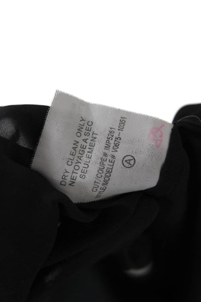 Vince Women Black Collared Polyester 3/4 Sleeve Button Blouse Size 2