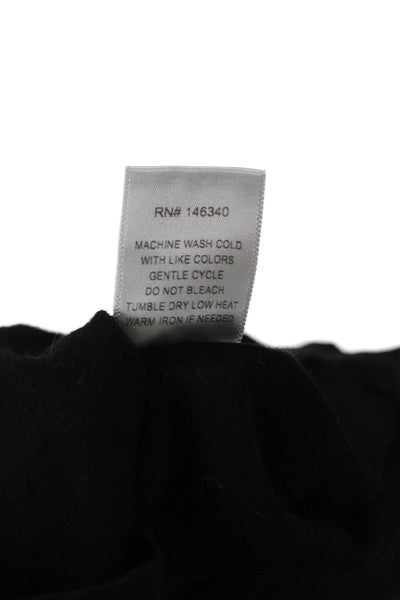 Amo Women Basic Black Cotton Crew Neck Long Sleeve T-Shirt Size XS