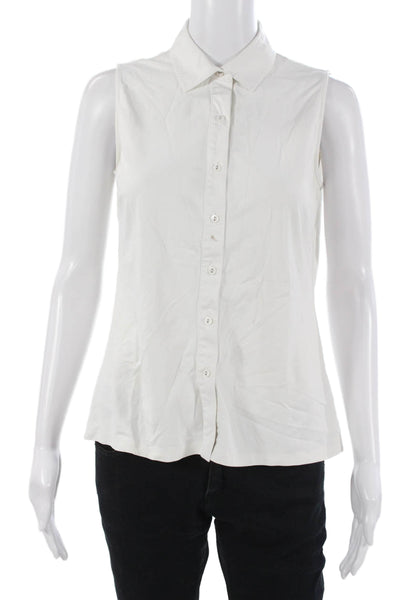 J. Mclaughlin Women Sleeveless Collared Basic Button-Up White Size M