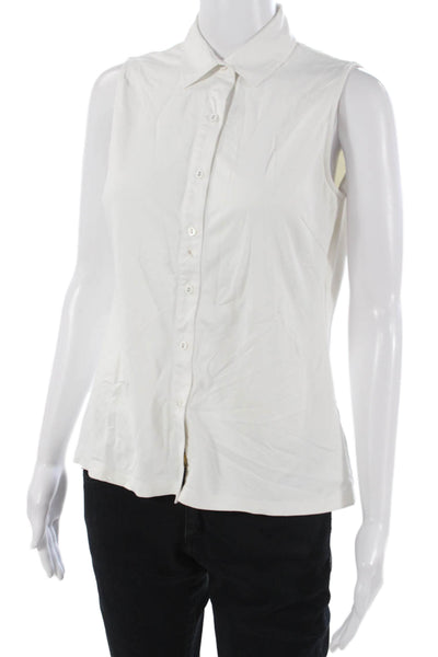 J. Mclaughlin Women Sleeveless Collared Basic Button-Up White Size M