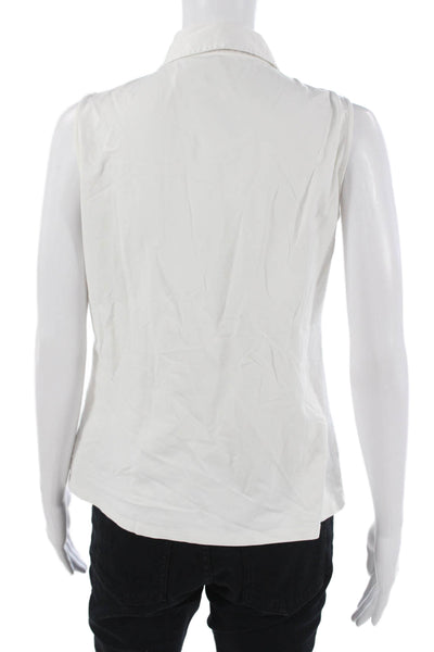 J. Mclaughlin Women Sleeveless Collared Basic Button-Up White Size M