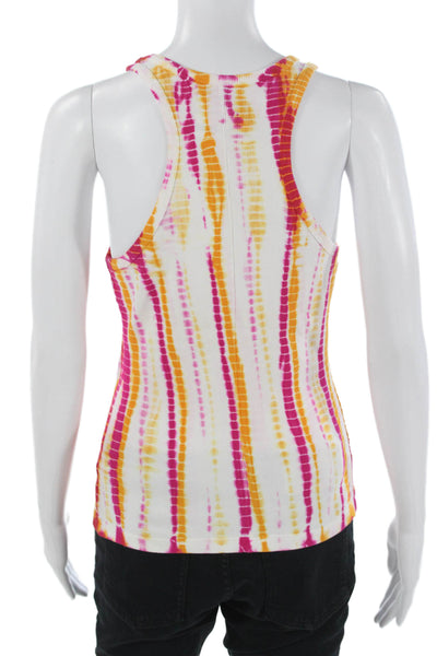 YFB Womens Basic Striped Sleeveless Tank Top White Round Neck Size M