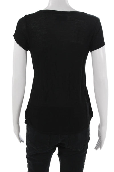 Lauren Moshi Womens Black Skull Basic T-Shirt Short Sleeve Round Neck Size S