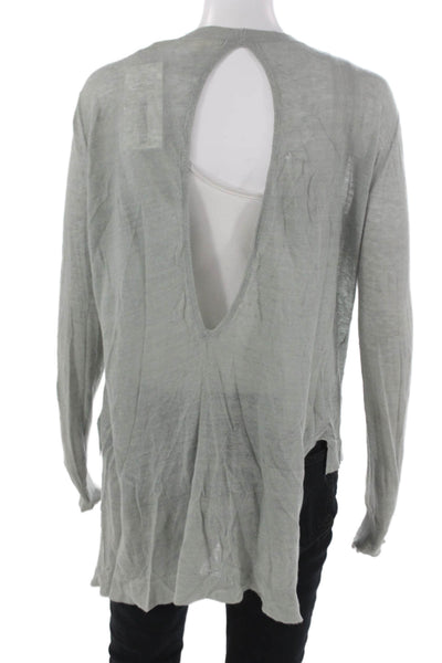 Inhabit Unisex Gray V-Neck Linen Blend Cardigan Sweater Longsleeve Size S