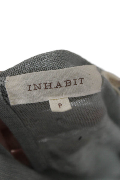 Inhabit Unisex Gray V-Neck Linen Blend Cardigan Sweater Longsleeve Size S