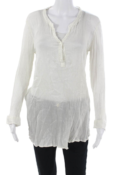Calypso Saint Barth Women Tunic Blouse White Long Sleeve Boho Size M
