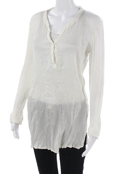 Calypso Saint Barth Women Tunic Blouse White Long Sleeve Boho Size M