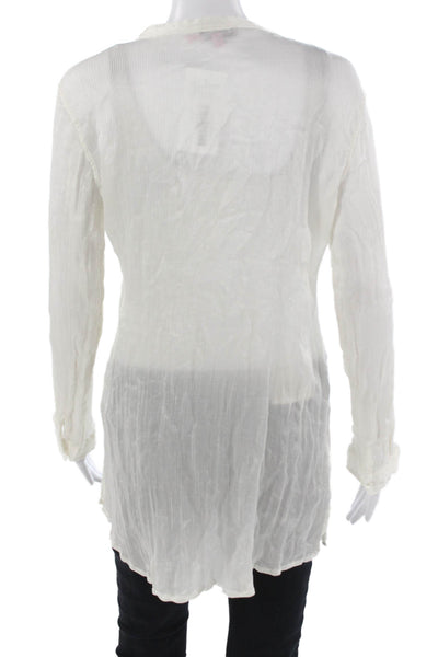 Calypso Saint Barth Women Tunic Blouse White Long Sleeve Boho Size M