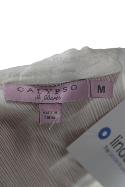 Calypso Saint Barth Women Tunic Blouse White Long Sleeve Boho Size M