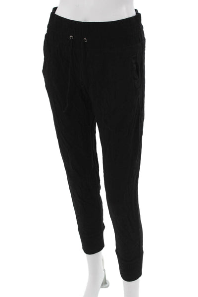 Monrow Womens Jogger Sweatpants Black Drawstring Rayon Size S