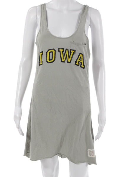 Retro Brand Womens Gray Cotton Tank Dress Graphic Print Size M