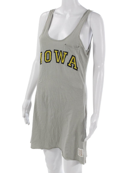 Retro Brand Womens Gray Cotton Tank Dress Graphic Print Size M