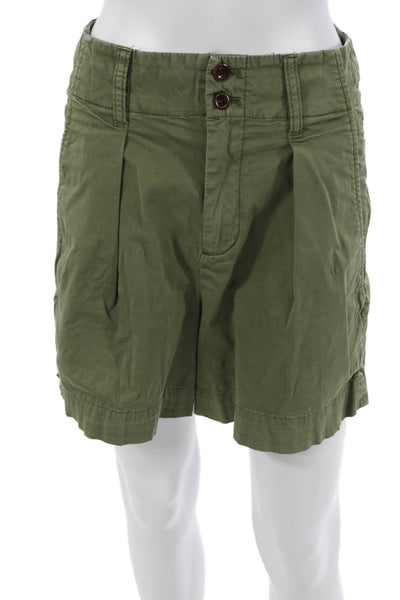 Alex Mill Unisex Chino Shorts Army Green Cotton Spandex Button Size 2