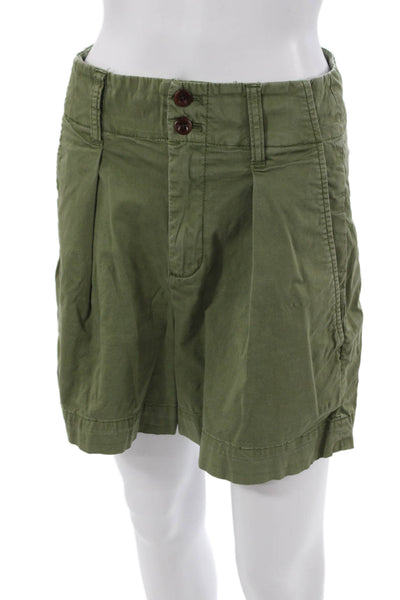 Alex Mill Unisex Chino Shorts Army Green Cotton Spandex Button Size 2