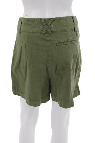 Alex Mill Unisex Chino Shorts Army Green Cotton Spandex Button Size 2